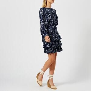 MICHAEL Michael Kors Blue Floral Ruffle Blouse Top & Tiered Skirt 2 Piece Set S